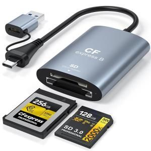 상품 이미지: CFexpress 타입 B 및 SD 카드 리더기 USB C 3.2 Gen 2 10Gbps - SD(UHS-II/UHS-I) 카드용 알루미늄 합금