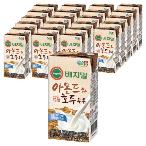 상품 이미지: 베지밀 아몬드와 호두 두유, 190ml, 24개