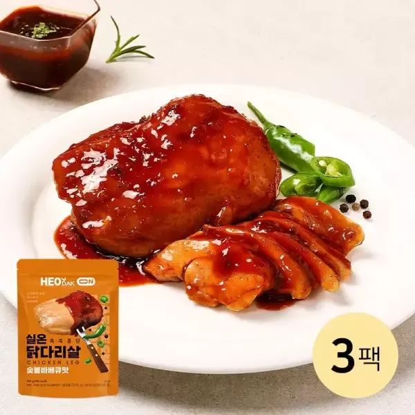 상품 이미지: [허닭] 촉촉 퐁당 실온 닭다리살 숯불바베큐맛 3팩