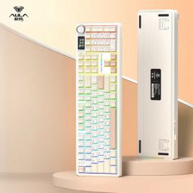 상품 이미지: Aula 독거미 F108 pro 유무선 기계식 키보드 풀배열 핫스왑 블루투스 8000mAh  모카무스-카라멜라떼축
