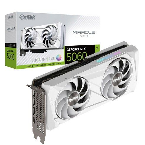 상품 이미지: 이엠텍 지포스 RTX 5060 MIRACLE WHITE D7 8GB 그래픽카드