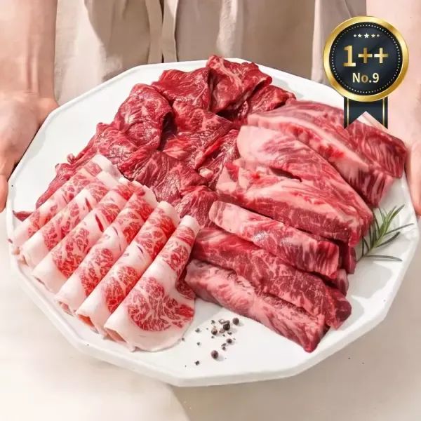 상품 이미지: [미쓰하누]1++No.9등급 고소한판400g"갈비살+차돌+눈꽃로스구이" 3종 구이
