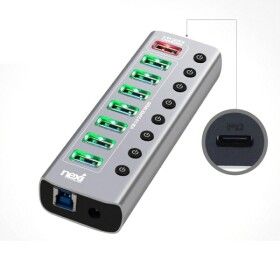 상품 이미지: NX810 USB3.0 7포트+1포트+PD 유전원허브(NX-U1009P) (밀알)