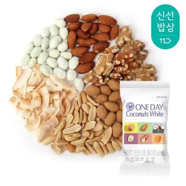 상품 이미지: [산과들에] 하루견과 원데이코코너츠화이트 100봉 낱봉 / 실속 견과 견과류 간식