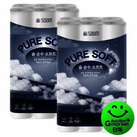 상품 이미지: 숨 순수 소프트 3겹 30m 30롤 2팩 100% 천연펄프 무형광 화장지 대용량 구성 가정용 업소용 추천