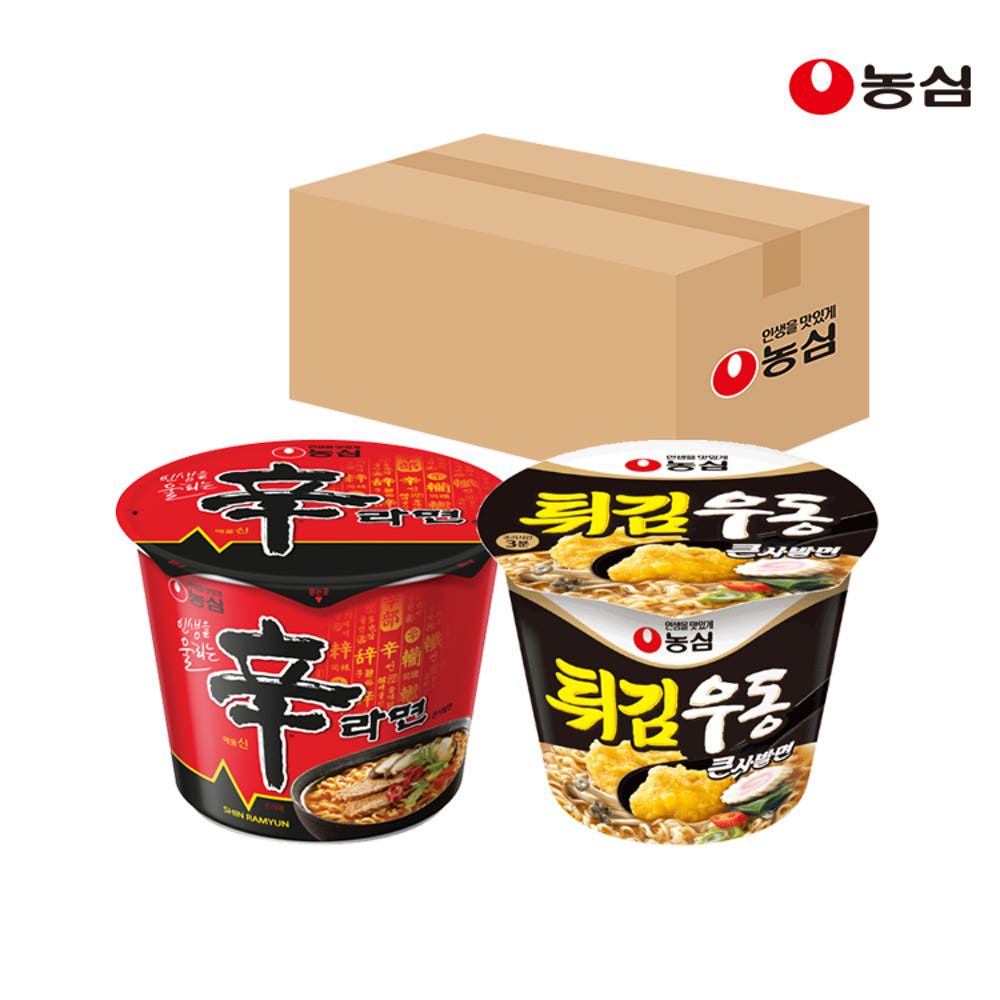 상품 이미지: 농심 신라면큰사발 8개 + 튀김우동 큰사발 8개