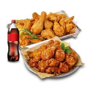 상품 이미지: (호식이두마리) 후라이드+양념치킨+콜라500ml