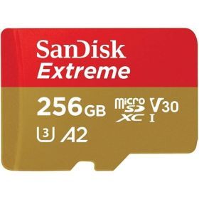 상품 이미지: 샌디스크 256GB 익스트림 MicroSDXC UHS-I 메모리 카드 - C10 U3 V30 4K A2 마이크로 SD SDSQXA1-256G-GN60