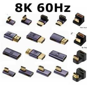 상품 이미지: 270 미니 마이크로 HDMI 호환 어댑터 U자형 L 타입 HDMI 스플리터 수암 UHD 8K 컨버터 90 도 각도