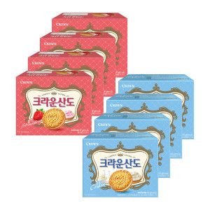 상품 이미지: 크라운산도 크림 161g 4팩+딸기 161g 4팩