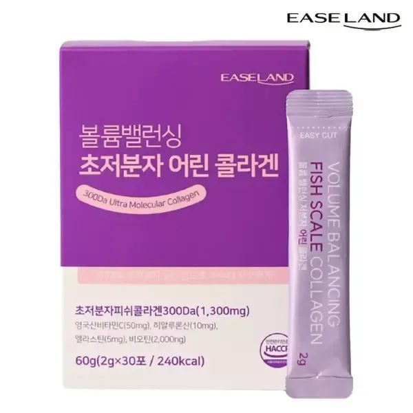상품 이미지: [300달톤 초저분자/피부진피 3요소] 이즈랜드 볼륨밸런싱 어린콜라겐 비오틴 히알루론산 엘라스틴 1박스