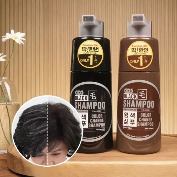 상품 이미지: 딱한번 염색샴푸 프리미엄 300 2통/ 특허인증 새치 흰머리 저자극 두피케어