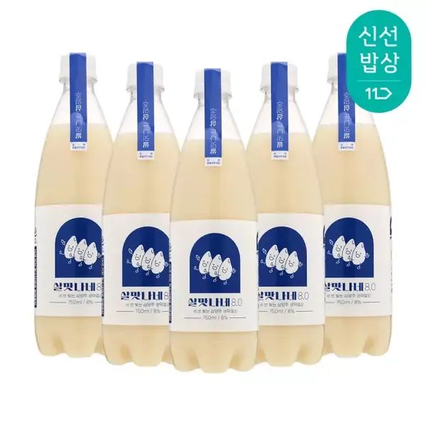 상품 이미지: [품질보장] 세번빚은 살맛나네8.0 750mlx5병 삼양주 쌀막걸리 바나나풍미