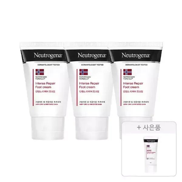 상품 이미지: 뉴트로지나 인텐스 리페어 풋크림 56g, 3개 + 증정(에멀젼 88ml, 1개)