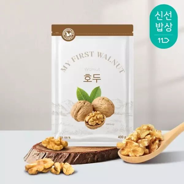 상품 이미지: [산과들에] 1/4태 호두 400g x 2봉 / 신선한 견과 견과류 간식 호두