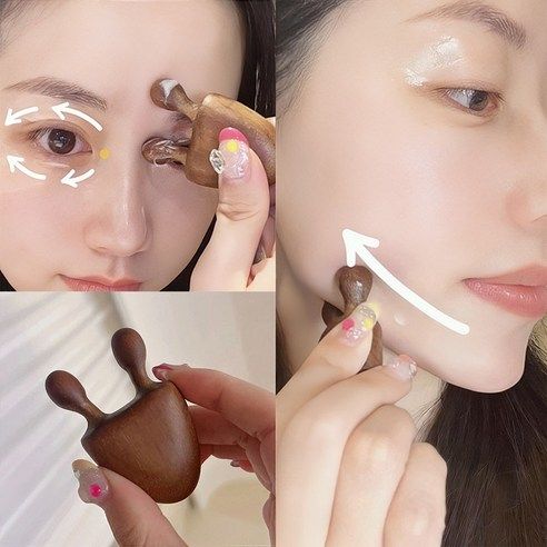 상품 이미지: 우드 괄사 마사지기 눈 안마기 얼굴 마사지기 달팽이 안마기 지압봉 얼굴 목