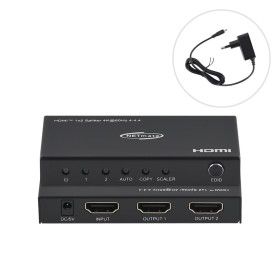 상품 이미지: 고급형 EDID 4K UHD HDMI분배기 2포트 모니터 TV 연결 2:1 컴퓨터 영상 스플리터 확장 듀얼 동시화면