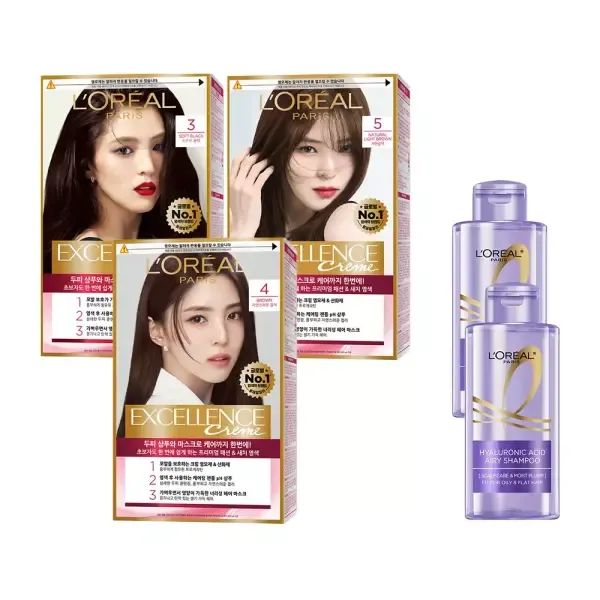 상품 이미지: 로레알파리 엑셀랑스 크림 염모제 3개 + HA 샴푸 80ml 2개