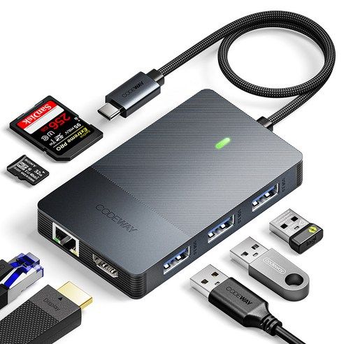 상품 이미지: 코드웨이 8포트 USB C타입 노트북 멀티허브