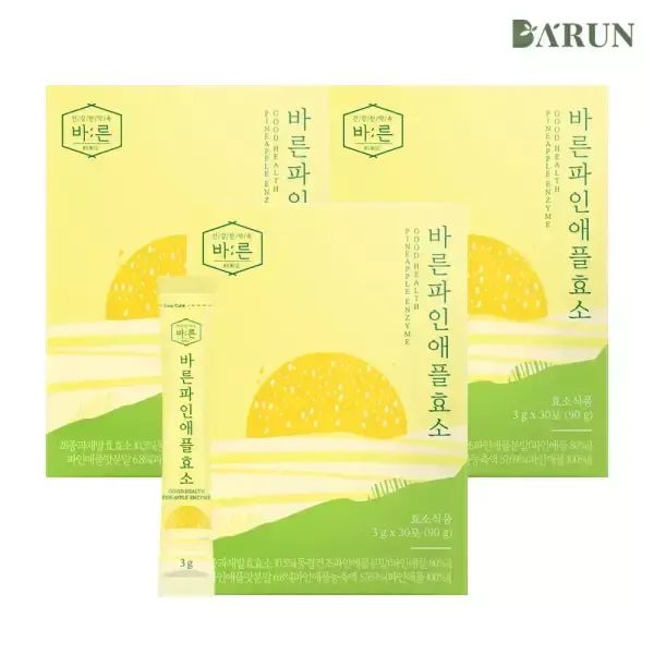 상품 이미지: [바른] 저분자 리얼 브로멜라인 파인애플 효소 30포x3박스(총 90포)