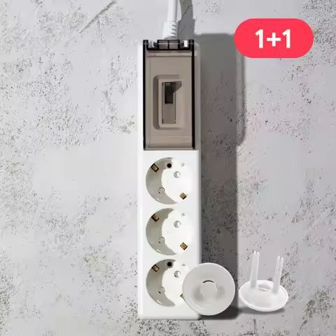 상품 이미지: 1+1 모노케어 고용량 멀티탭 3구 배선차단 화이트 (16A) + 안전커버 2P / 30cm 70cm 1.5m 3m 5m 10m 에어컨 히터 대형가전 전용