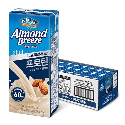 상품 이미지: 아몬드브리즈 뉴트리플러스 프로틴, 190ml, 24개