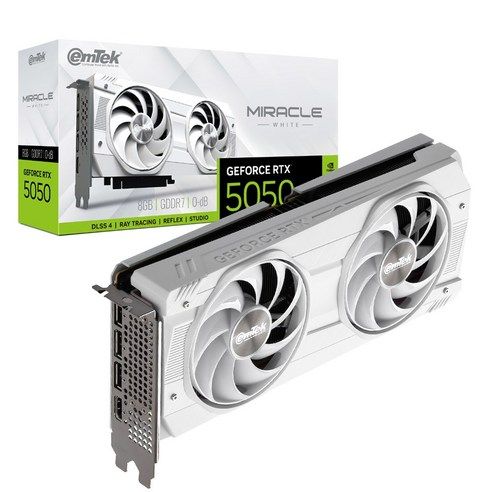 상품 이미지: 이엠텍 지포스 RTX 5050 MIRACLE WHITE D6 8GB 그래픽카드