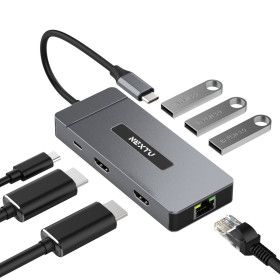 상품 이미지: 유이반 7 in 1 4K 듀얼 HDMI USB C타입 멀티허브 2371TCH-DUAL WASD