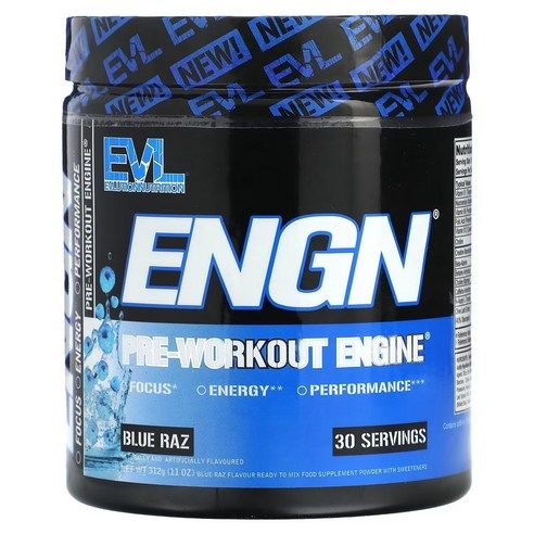 상품 이미지: EVLUTIONNUTRITION ENGN 프리-워크아웃 엔진 블루 라즈 맛, 1개, 312g