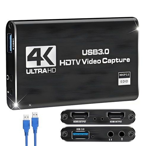 상품 이미지: 외장형 HDMI 캡쳐보드 USB 3.0 4K 60Hz 닌텐도 스위치 호환 화면녹화