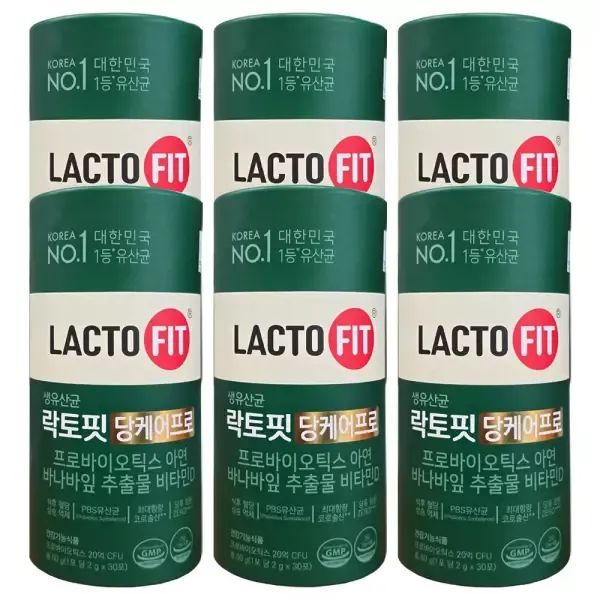 상품 이미지: 종근당건강 락토핏 당케어 프로 생유산균 2g x 30포 6통 (hi) 바나바잎 추출물