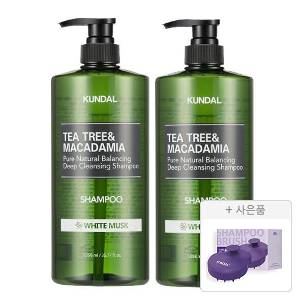 상품 이미지: 쿤달 딥 클렌징 지성샴푸 화이트머스크 1058ml, 2개+증정(스칼프 마사지 샴푸 브러쉬, 1개)