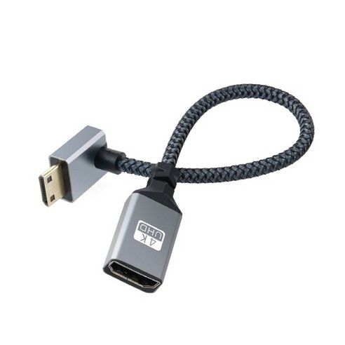 상품 이미지: 컴스 HDMI F to Mini HDMI M 4K 60Hz UHD 20cm 꺾임형 변환 케이블 젠더 IH691