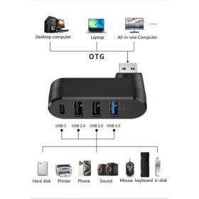 상품 이미지: 4포트 회전식 USB 3.0 2.0 C 타입 USB 분배기 허브