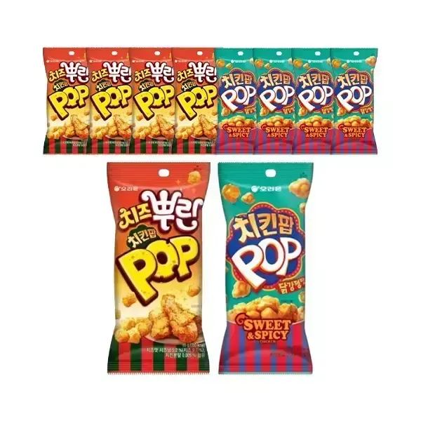 상품 이미지: 오리온 치즈뿌린 치킨팝 65g, 5개 + 치킨팝 닭강정 65g, 5개