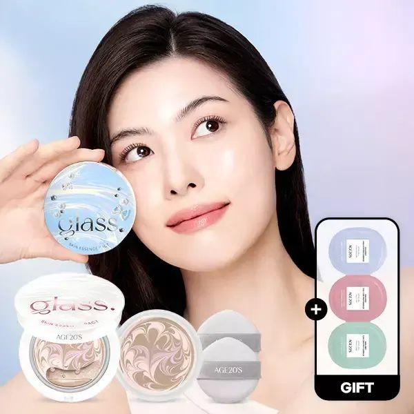 상품 이미지: [쿠폰40%+체험용에센스3종샤쉐]홀리데이 에디션! 에이지투웨니스 글래스 스킨 에센스 팩트 본품+리필