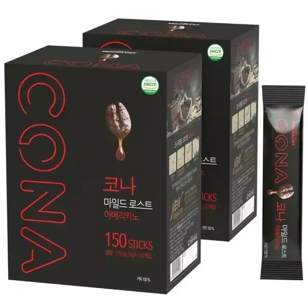 상품 이미지: [공식판매점] 코나 마일드로스트 150T+150T 블랙커피 아메리카노 미니 스틱 봉지