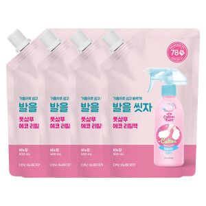 상품 이미지: 온더바디 코튼풋 발을씻자 풋샴푸 비누향 리필 500ml 4개