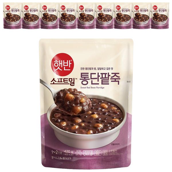 상품 이미지: CJ 햇반 소프트밀 통단팥죽, 420g, 10개