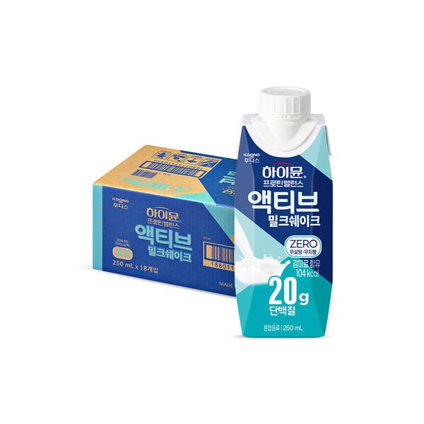 상품 이미지: 후디스 하이뮨 프로틴 액티브 밀크쉐이크 ZERO, 250ml, 18개