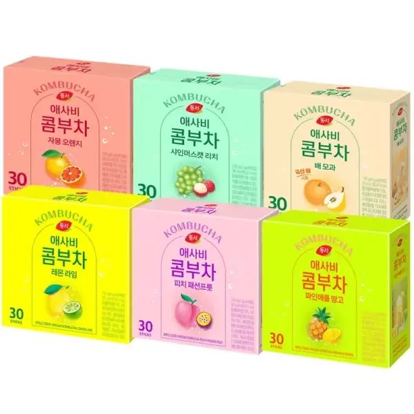상품 이미지: [15%중복쿠 폰] 동서 애사비 콤부차 6종 30T 외 [레몬라임/피치패션프룻/파인애플망고/배모과/샤인머스캣/오렌지]