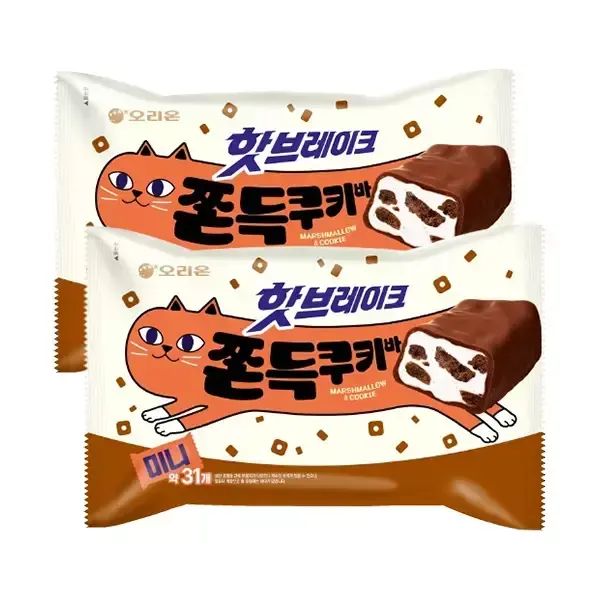 상품 이미지: 오리온 핫브레이크 쫀득쿠키바 미니 31입, 2개