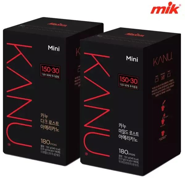 상품 이미지: 맥심 카누 다크/마일드 미니 180T[아메리카노/디카페인/원두커피/커피믹스/모카골드/화이트골드/티라