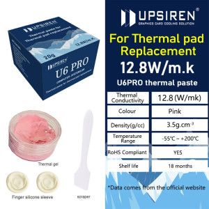 상품 이미지: 호환용 UPSIREN 열 퍼티 U6 프로 GPU BTC 그래픽 카드 패드 교체 비전도성 커스텀 두께 20G 고성능