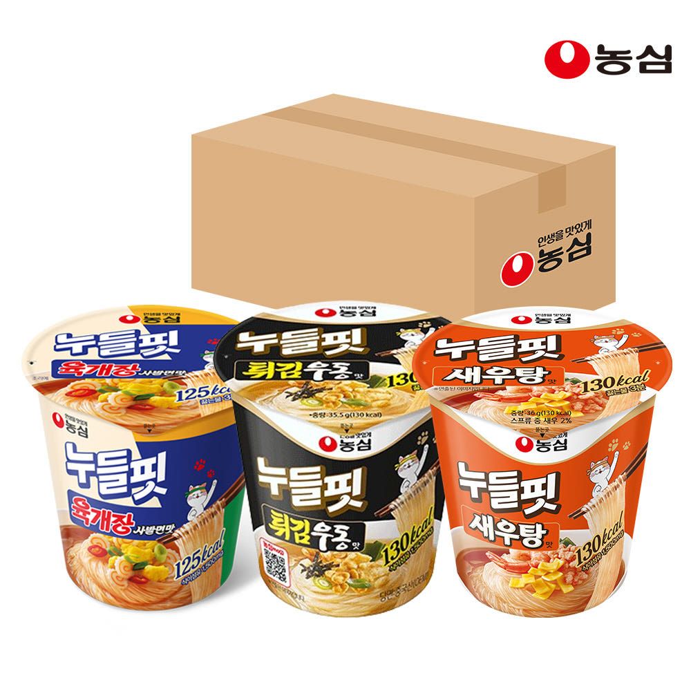 상품 이미지: 농심 누들핏 육개장사발면맛8입 + 튀김우동맛 8입 + 새우