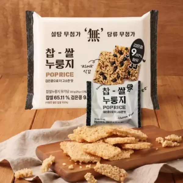 상품 이미지: 찹쌀누룽지 무가당 검은콩 과자 288g 2봉 24개입