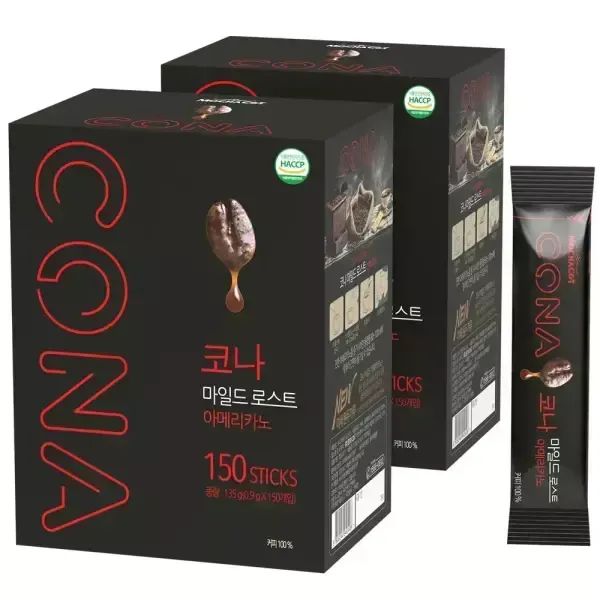 상품 이미지: [공식판매점] 코나 마일드로스트 150T+150T 블랙커피 아메리카노 미니 스틱 봉지
