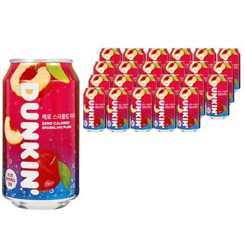 상품 이미지: 던킨 제로 스파클링 탄산음료 350ml (자두 24개) / 캔 음료수 과자/음료/디저트