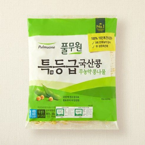 상품 이미지: 풀무원 무농약 특등급 국산콩 콩나물, 200g, 1개