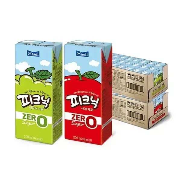 상품 이미지: 피크닉 청포도 제로 200ml, 24개입, 1개+사과 제로 200ml, 24개입, 1개